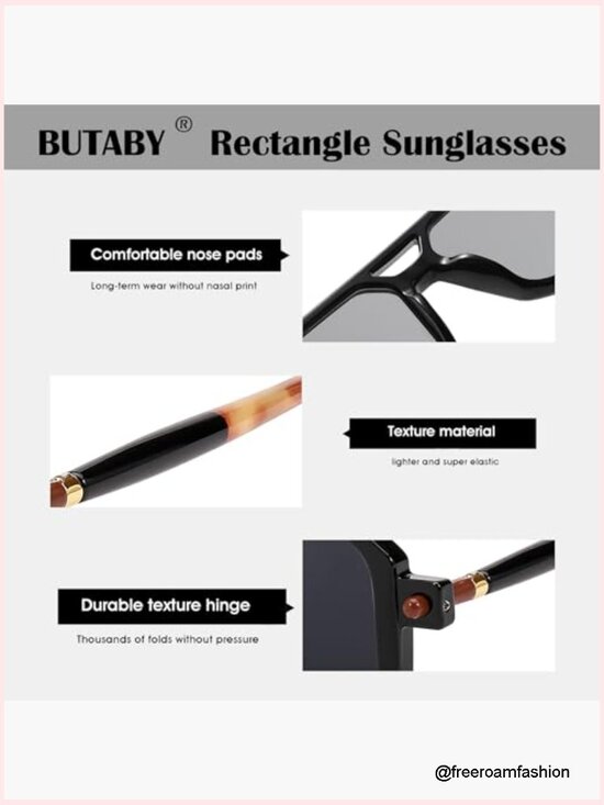 Retro Square Aviator Sunglasses UV400 Protection Plastic Frame Unisex main image 7